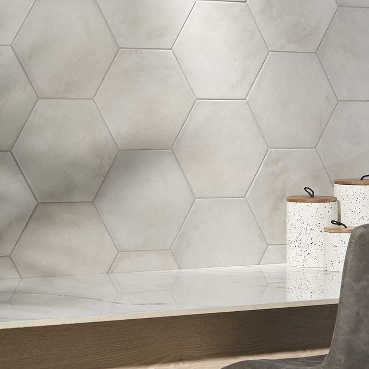 Buy Ava Gray Sabbia 8 inch Hexagon Matte Porcelain Tile | TileBar.com