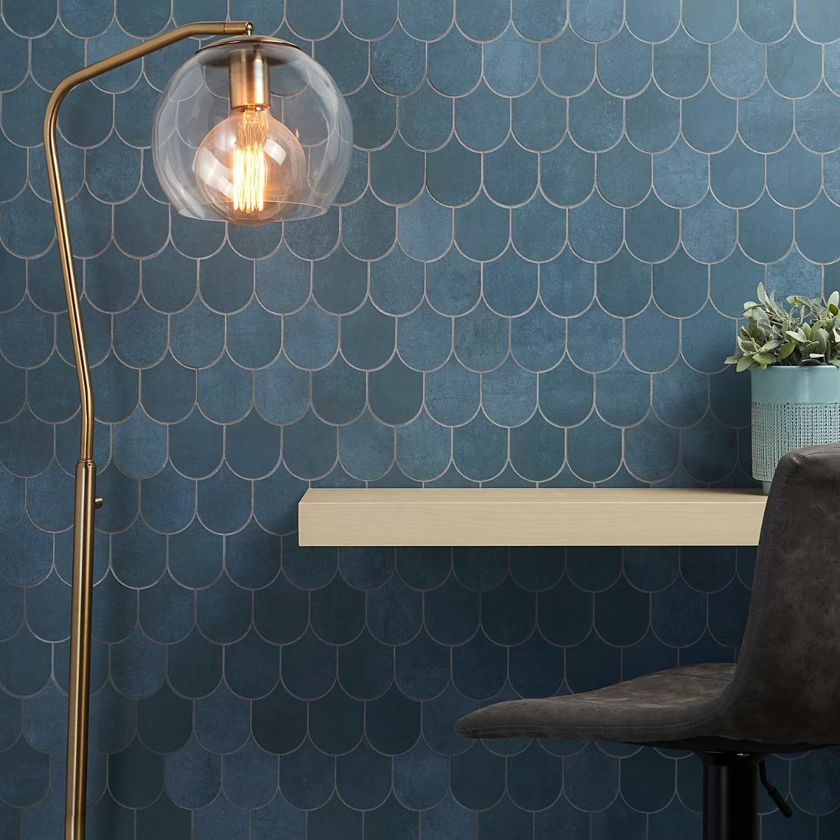 Bond Indio Blue Fishscale Matte Porcelain Mosaic