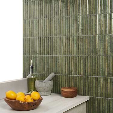 Curve Green Fluted 6x12 3D Glossy Ceramic Tile - Sample