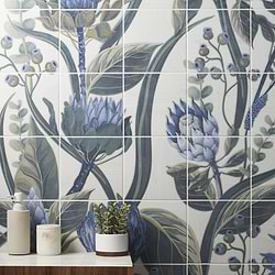Angela Harris Wilder Protea Leaves Mural 8x8 Matte Porcelain Tile