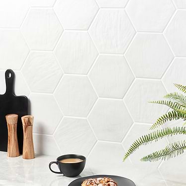 Kaleko Natural White 8" Hexagon Matte Porcelain Tile - Sample