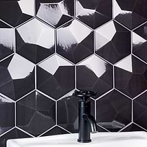 Exagoni Dimension Dark Gray 6x7 3D Hexagon Grafito Polished Ceramic Wall Tile