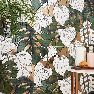 Tropez Foliage Blanco Multicolor 24x48 Artisan Decor Porcelain Tile - Sample