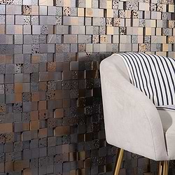 Magma 3D Squares Iron Gray 2x2 Polished Lava Stone Mosaic Tile