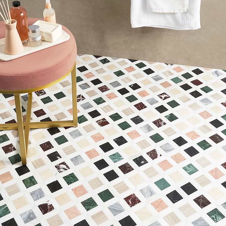 Nola Multicolor 2x2 Polished Marble Mosaic Tile