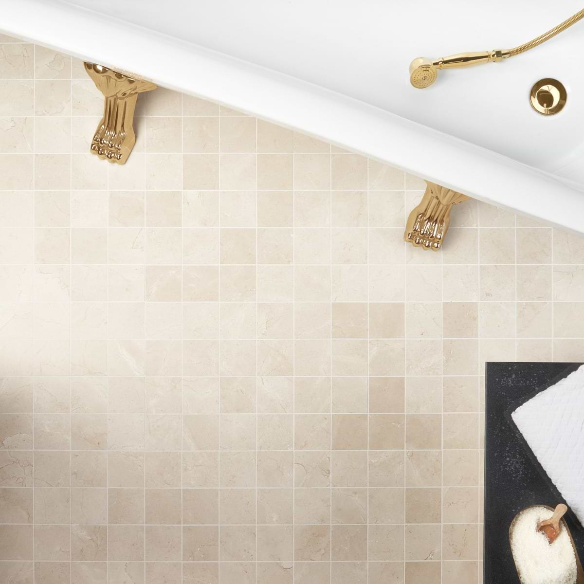 Crema Marfil Beige 3x3 Honed Marble Mosaic