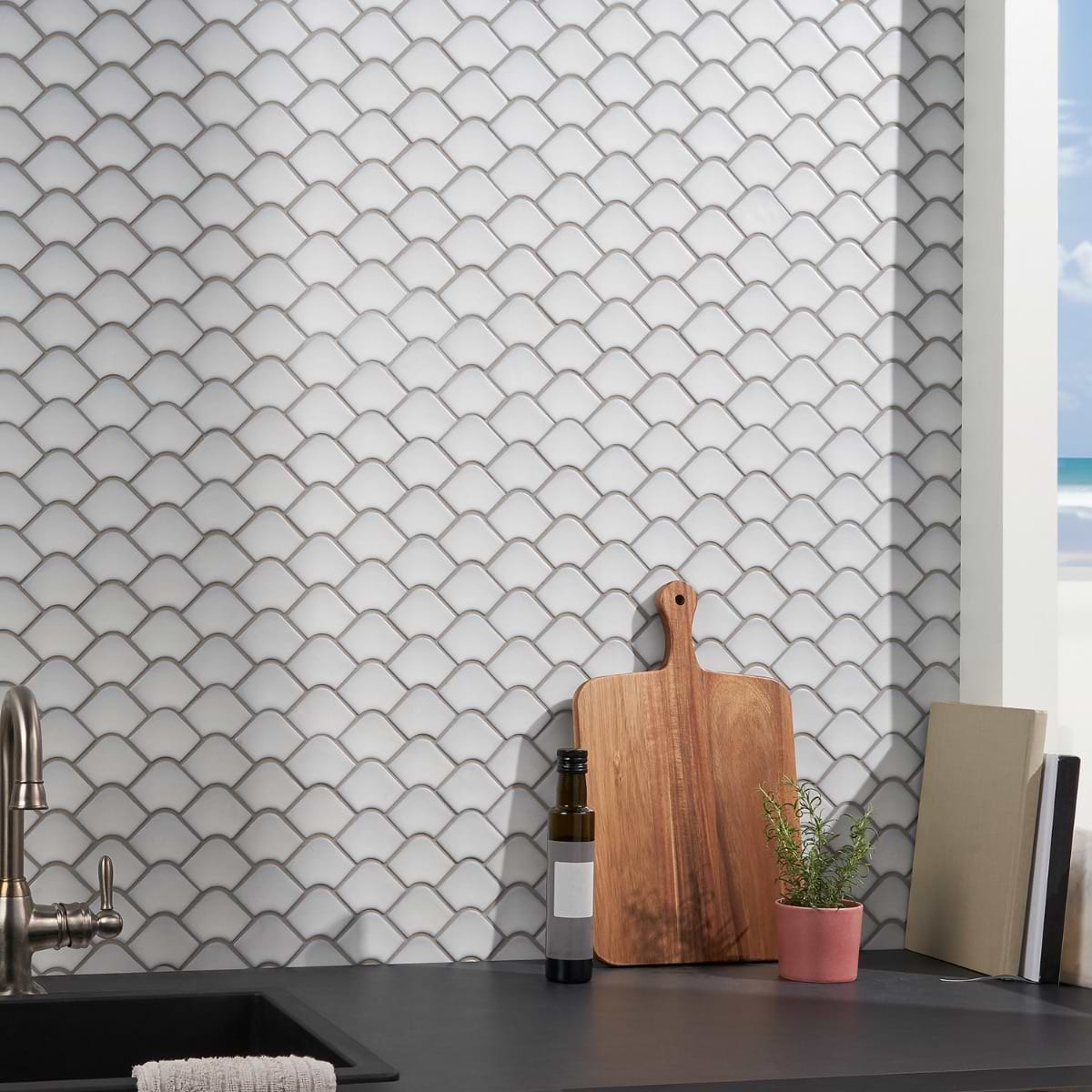 Suki Gray 2x3 Fishscale Matte Glass Mosaic Tile