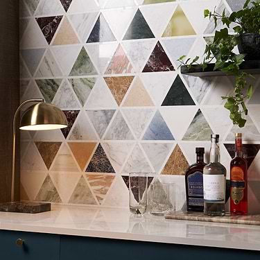 Valerie Multicolor Triangle Polished Marble Mosaic
