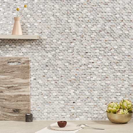 Paragon Calico Beige 1/2x1 Mini Brick Marble & Glass Mosaic