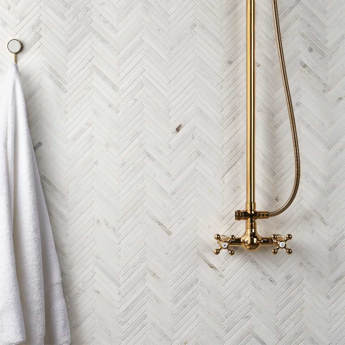 Alaska White 1/2" x 4" Herringbone Polished Marble Mosaic Tile