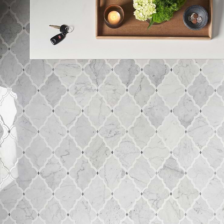 Vanguard White & Gray Polished Marble Tile