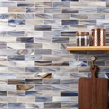 Bespoke Brick Gray Blue 2x6 Polished Glass Mosaic Tile
