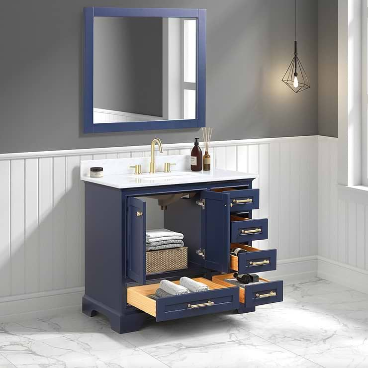 Glendale 36'' Blue Vanity And Marble Counter