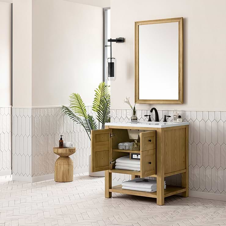 James Martin Vanities Breckenridge Light Natural Oak 30" Single Vanity with White Zeus Quartz Top