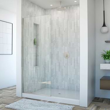 Linea 30x72" Reversible Shower Shower Screen with Clear Glass in  Brushed Nickel by  DreamLine