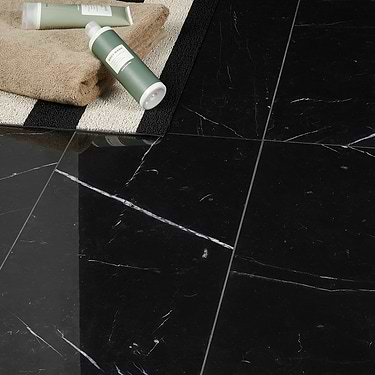 Nero Marquina Black 12x24 Polished Marble Tile