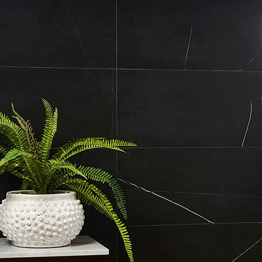 Nero Marquina Black 12x24 Honed Marble Tile
