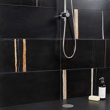 Nero Dorato Black & Gold 12x24 Honed Marble Tile - Sample