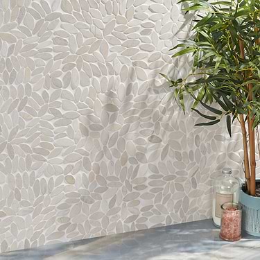 Nature Flower Lovina White Honed Natural Stone Mosaic Tile