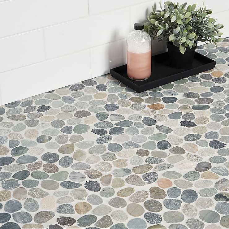 Pebble store floor tiles