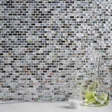 Deep Sea Black & White Mini Brick Pearl Mosaic