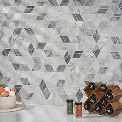 Morgana Bardiglio Polished Marble and Brass Mosaic Tile