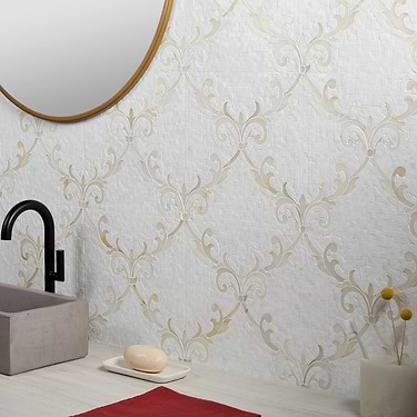 August White Polished Thassos Marble Mosaic