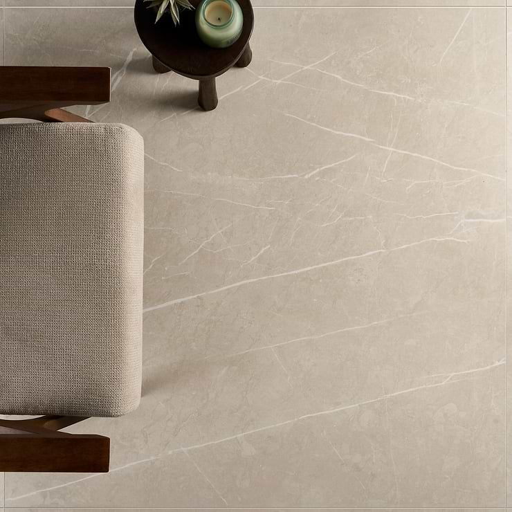 Autograph Crema Beige 48x48 Marble Look Satin Porcelain Tile