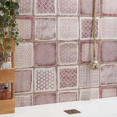 Los Lunas Deco Rose Pink 8x8 Matte Porcelain Tile