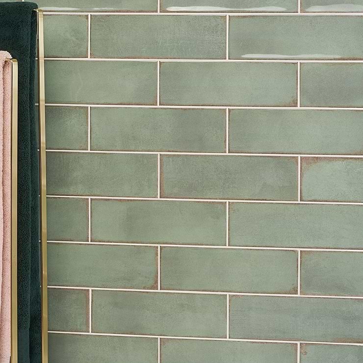 Los Lunas Green 4x12 Polished Ceramic Subway Wall Tile