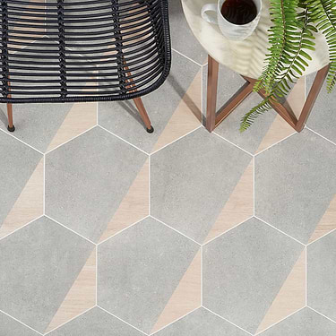 Pergola Wood Gray 12.5" Hexagon Matte Porcelain Tile - Sample