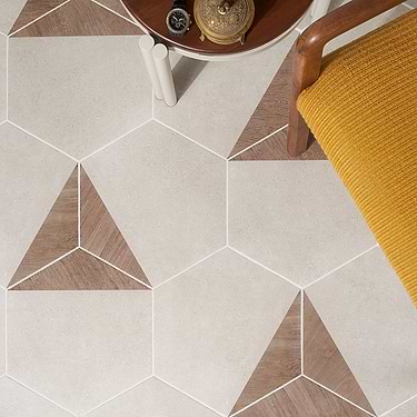 Pergola Wood Taupe Beige 12.5" Hexagon Matte Porcelain Tile
