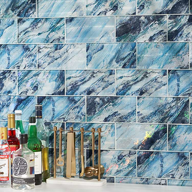 Gem Sapphire Blue 4x9 Polished Glass Subway Tile