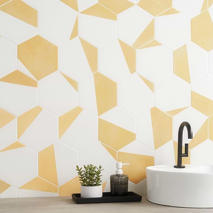 HexArt Pop Yellow 8" Hexagon Matte Porcelain Tile