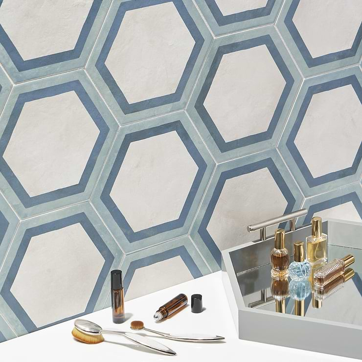 Ava Deco Ocean Cielo 8" Hexagon Matte Porcelain Tile