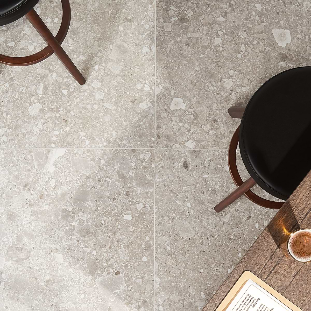 Rizo Taupe Gray 24x24 Terrazzo Look Matte Porcelain Tile