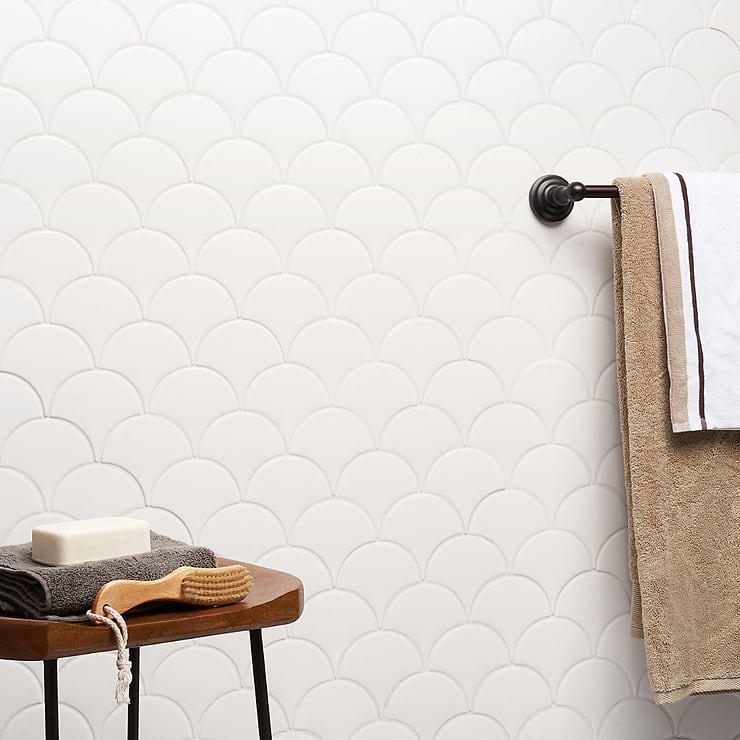 Highwater Blanco White Fishscale Matte 2x5 Ceramic Wall Tile