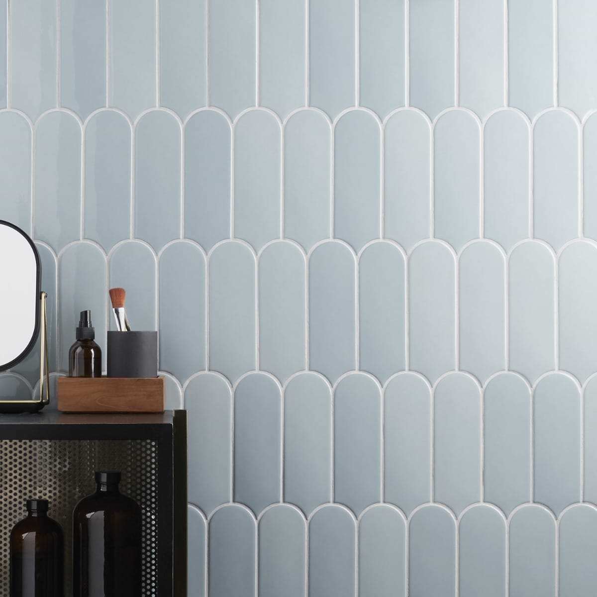 Parry Blue 3x8 Fishscale Glossy Ceramic Tile