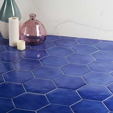 Cavallo Poseidon Blue 7" Hexagon Glazed Porcelain Tile