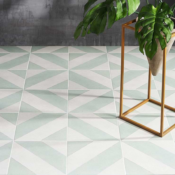 Auteur Diagonals Sage 9x9 Porcelain Tile