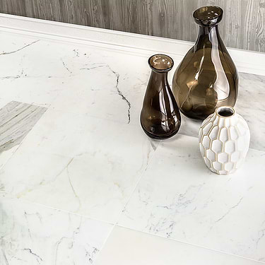 Calacatta Oro White Polished Marble Tile - Sample