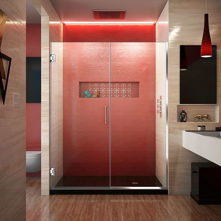 DreamLine Unidoor Plus 35.5-36x72" Reversible Hinged Shower Alcove Door with Clear Glass in Chrome