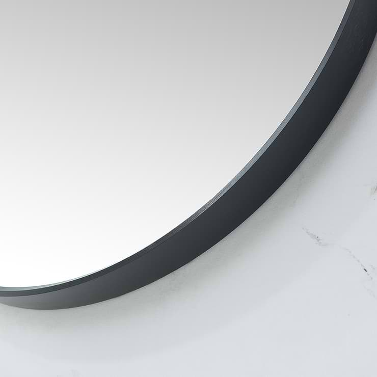 Olinda Brushed Black 32" Framed Round Mirror