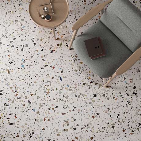 Bejeweled White Multicolor 24x48 Terrazzo Look Polished Porcelain Tile