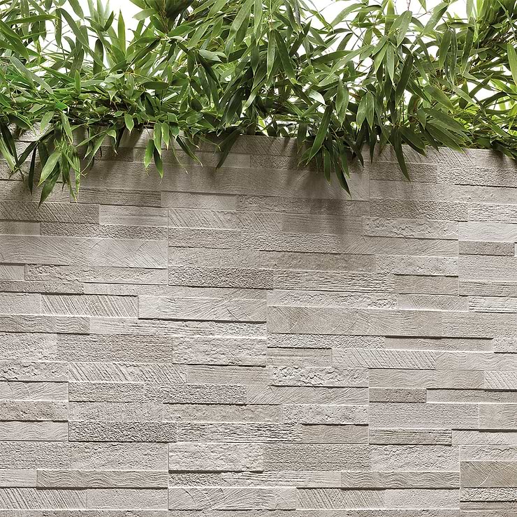 Lodge Stone 3D White 6x24 Textured Porcelain Wall Tile