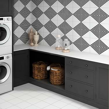 B2W Black & White Stripe Positive 8x8 Matte Porcelain Tile
