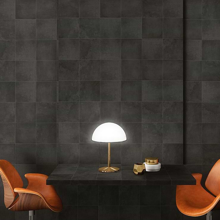 Art Geo by Elizabeth Sutton Cement Black 8x8 Matte Porcelain Tile