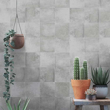 Art Geo  Cement Gray 8x8 Matte Porcelain Tile by Elizabeth Sutton