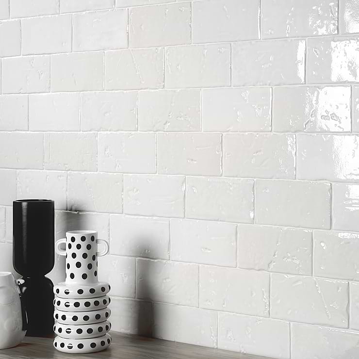 Parma Brick White 4x8 Terracotta Look Polished Ceramic Tile