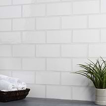 Bellami Framed Bianco White 5x10 Glossy Ceramic Wall Tile